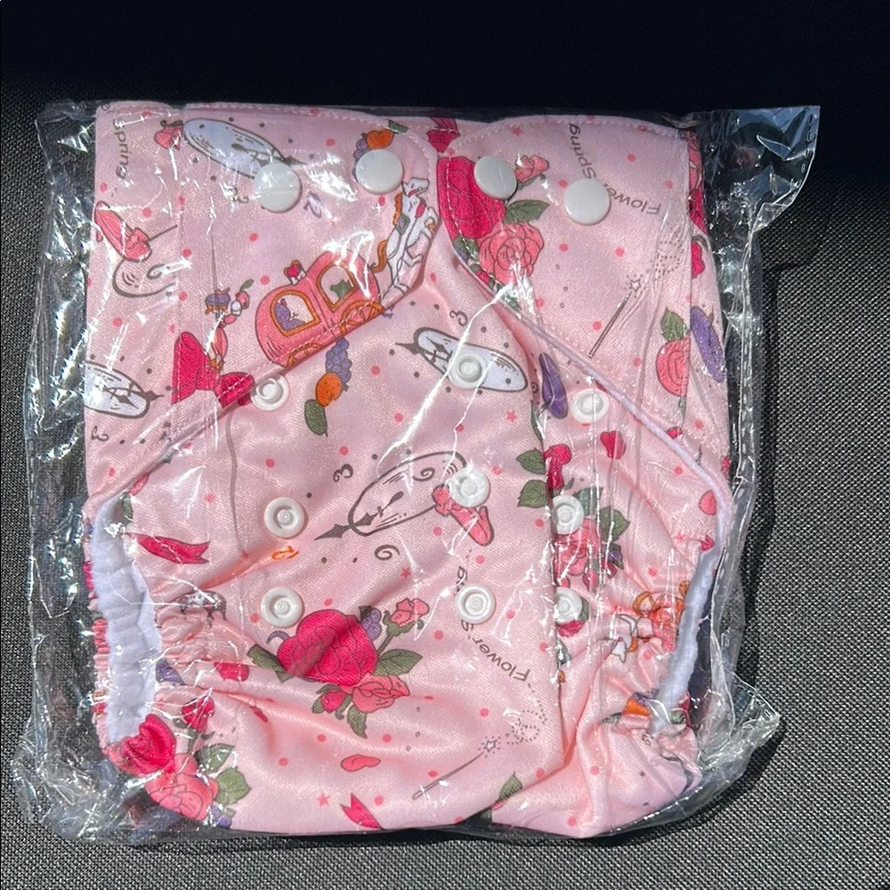New Washable Reusable Colorful Baby Cloth Diapers Set Pink